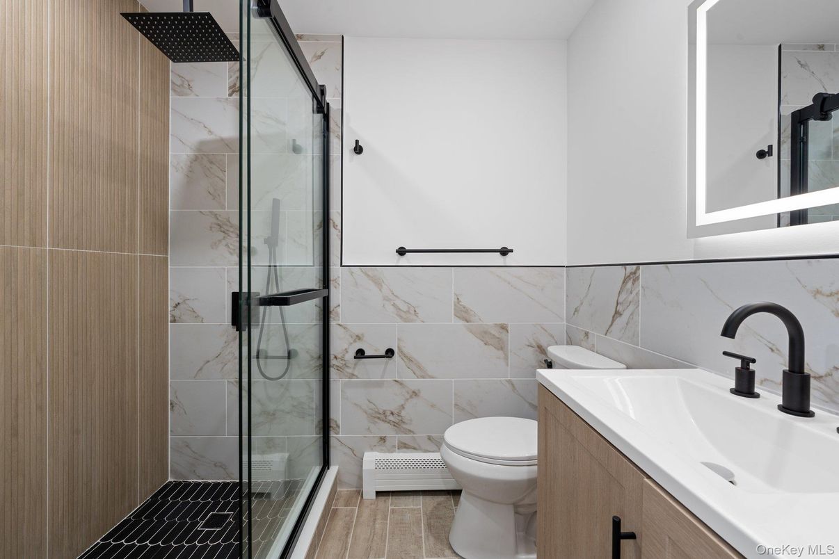 Bathroom, Glass Shower, Interior, Marble Walls