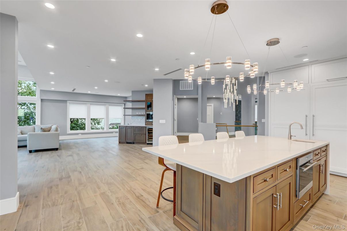 Interior, Kitchen, Pendant Lights, Recessed Lighting, Wood Texture Flooring