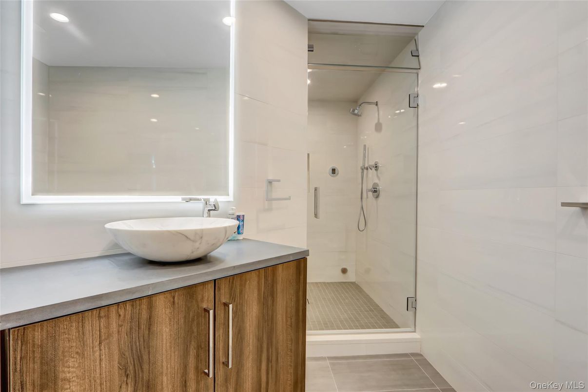 Bathroom, Glass Shower, Interior, Recessed Lighting