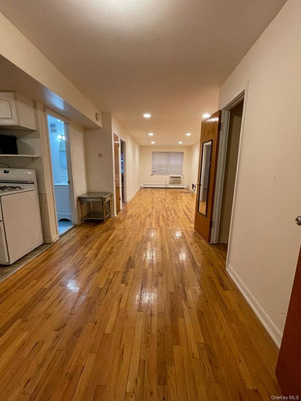 Empty room, Interior, Kitchen, Recessed Lighting, Wood Texture Flooring