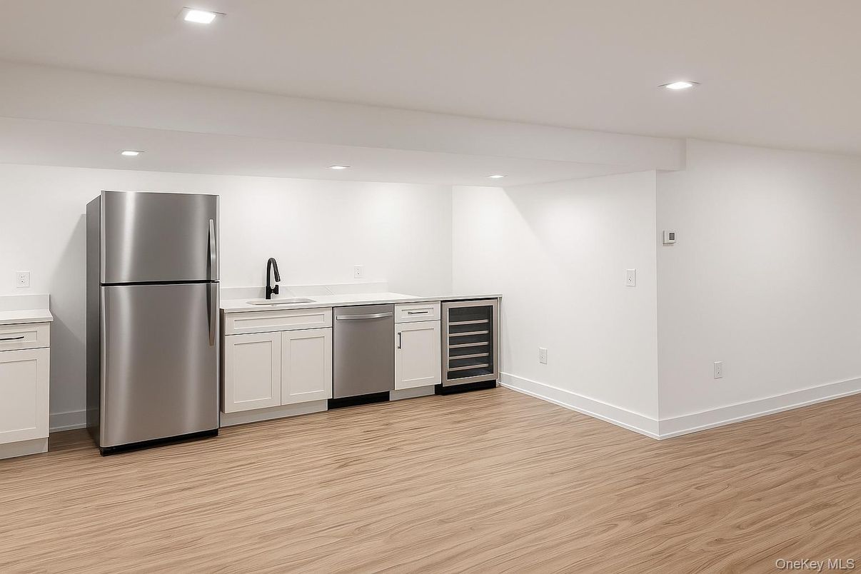 Interior, Kitchen, Recessed Lighting, Wood Texture Flooring