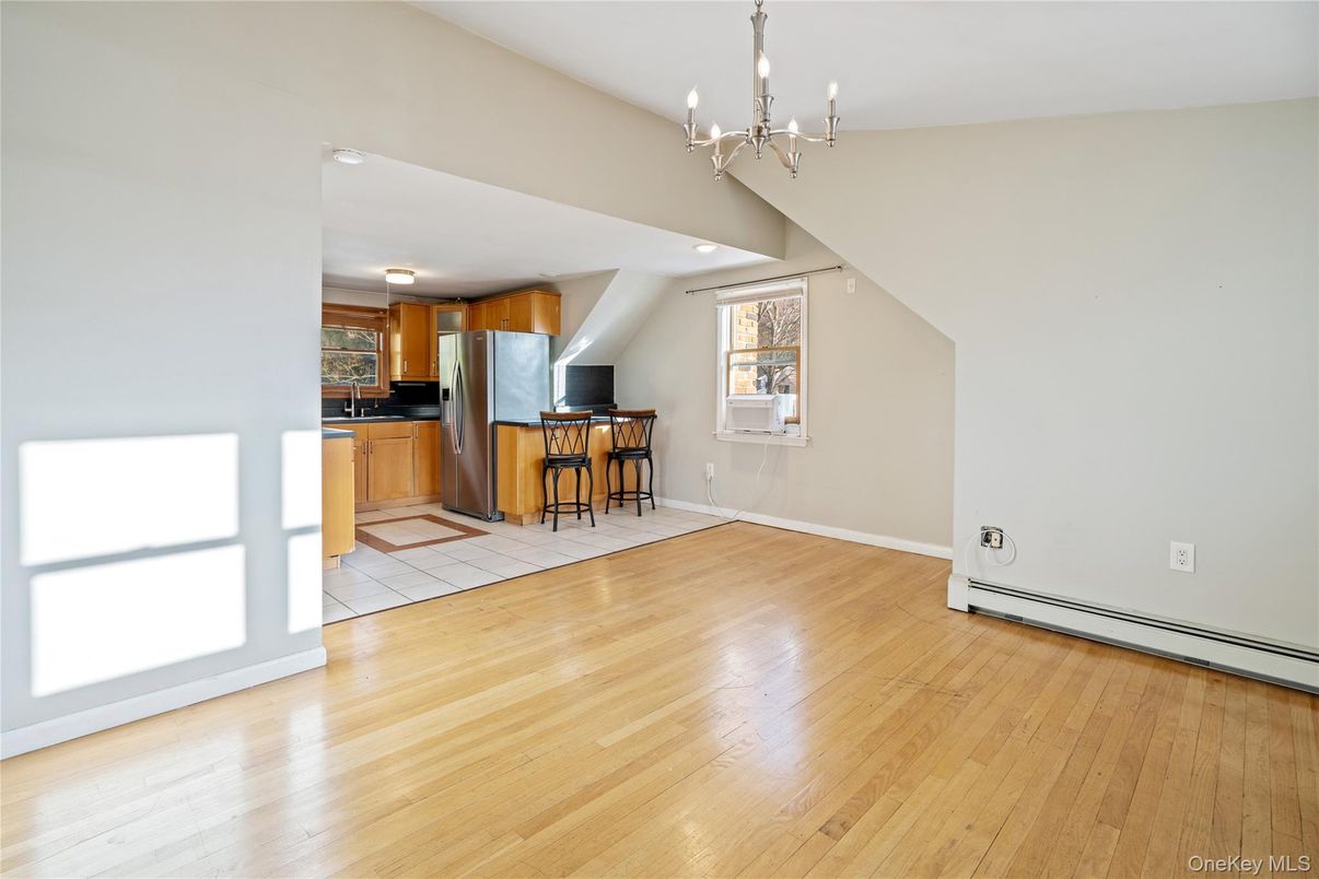 Chandelier, Empty room, Interior, Kitchen, Wood Texture Flooring