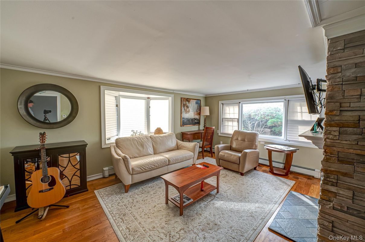Interior, Living room, Stone Walls, Wood Texture Flooring