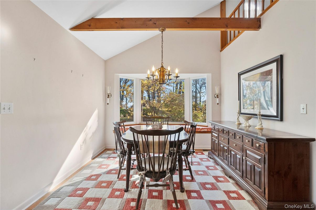 Chandelier, Dining room, Interior, Wooden Beams