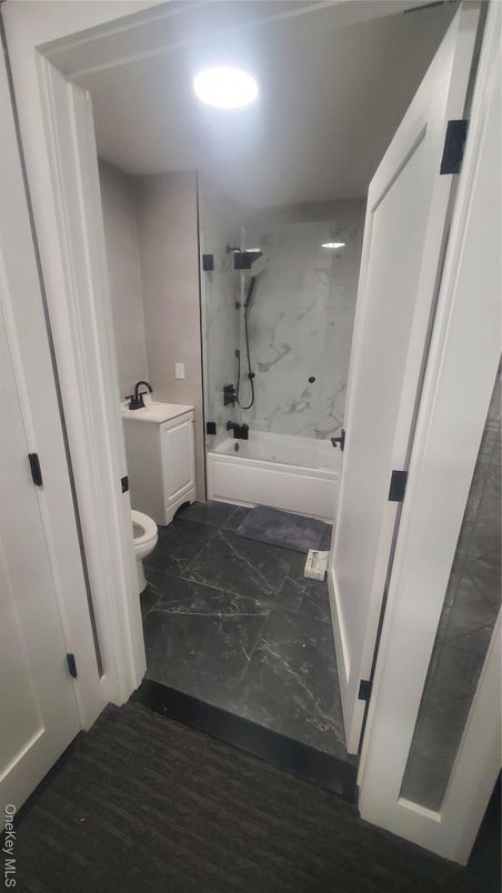 Bathroom, Interior, Marble Walls, Recessed Lighting