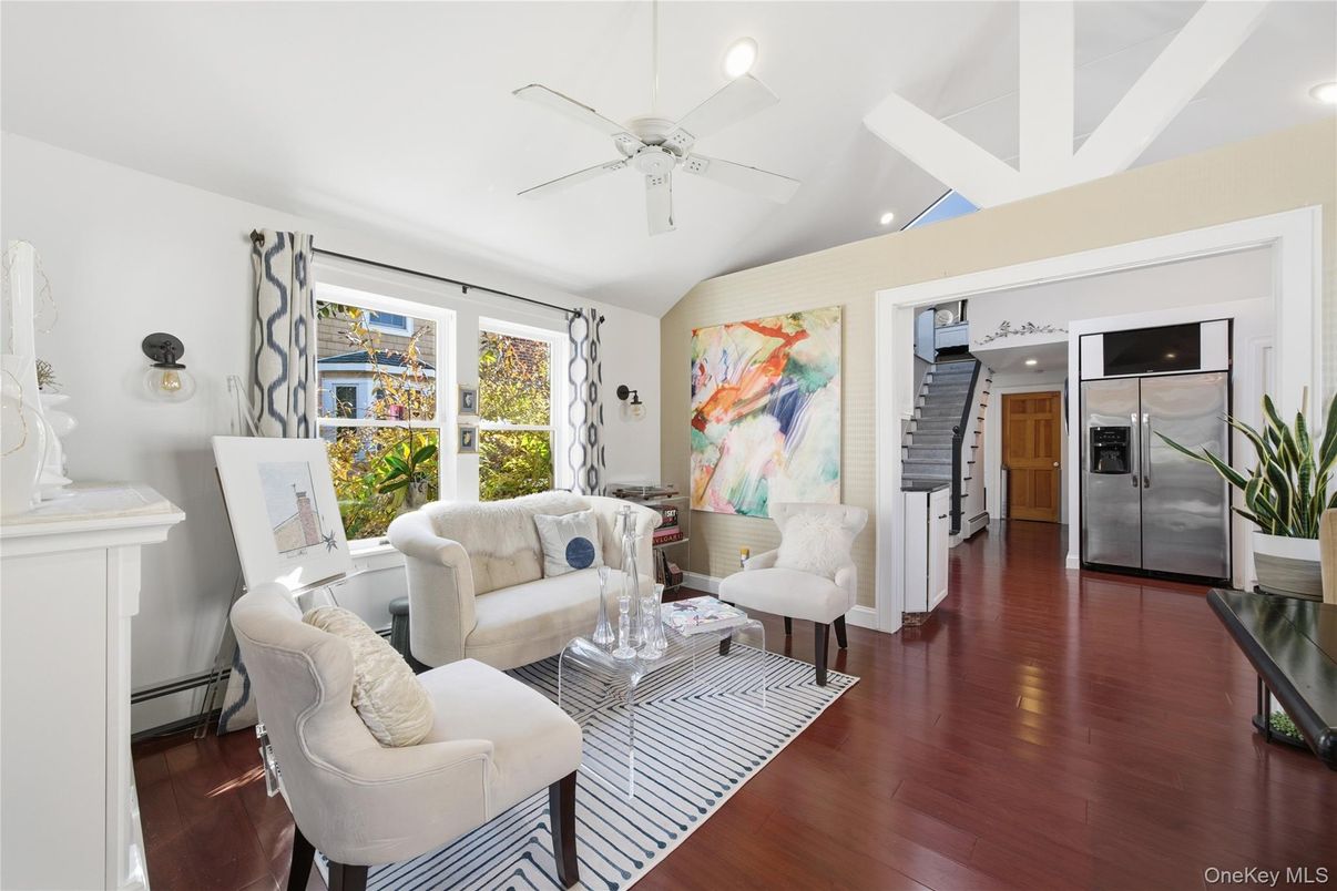 Interior, Kitchen, Living room, Recessed Lighting, Stainless Steel Appliances, Wood Texture Flooring