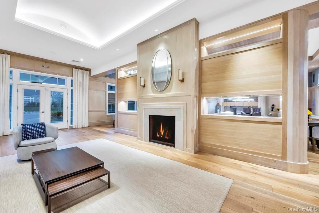 Fireplace, Interior, Living room, Recessed Lighting, Wood Texture Flooring, Wooden Walls