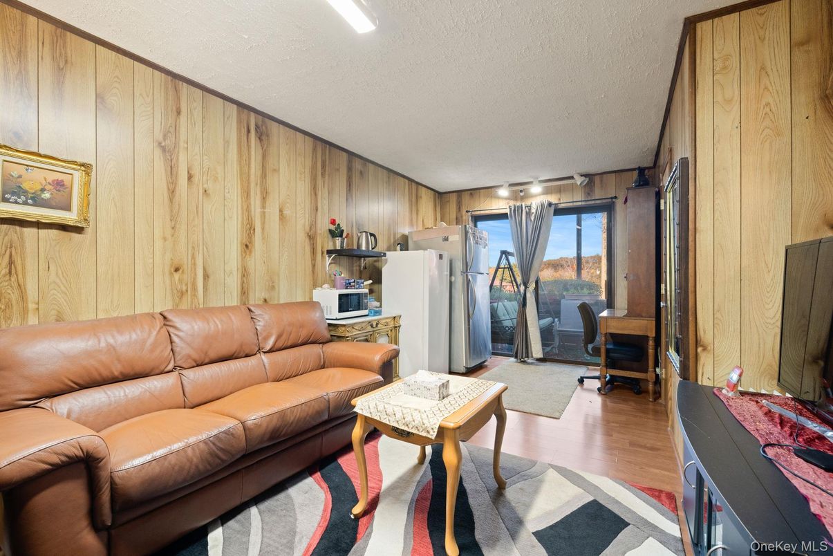 Interior, Living room, Recessed Lighting, Wood Texture Flooring, Wooden Walls