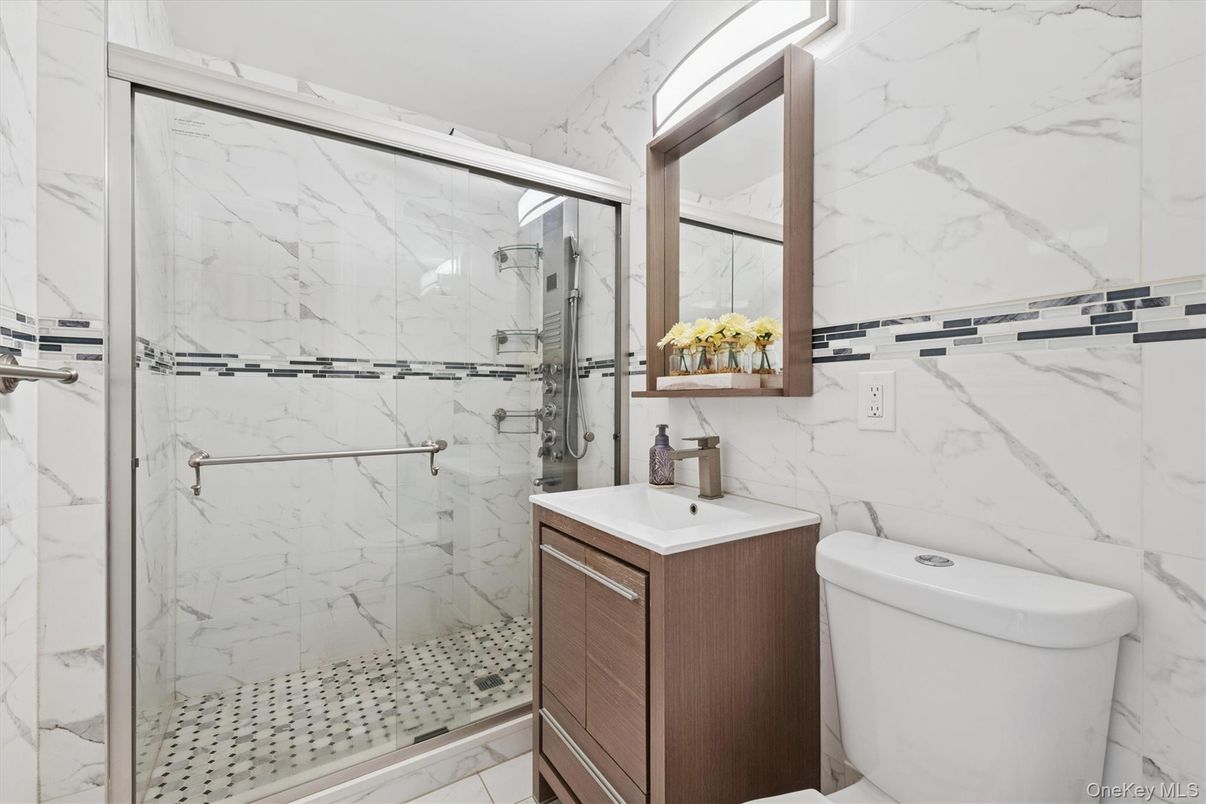 Bathroom, Glass Shower, Interior, Marble Walls