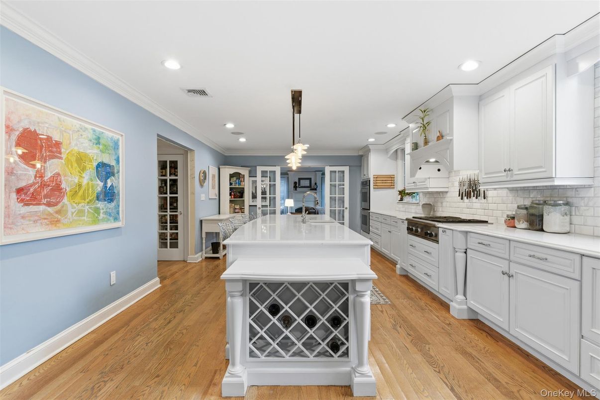 Chandelier, Interior, Kitchen, Pendant Lights, Recessed Lighting, Wood Texture Flooring