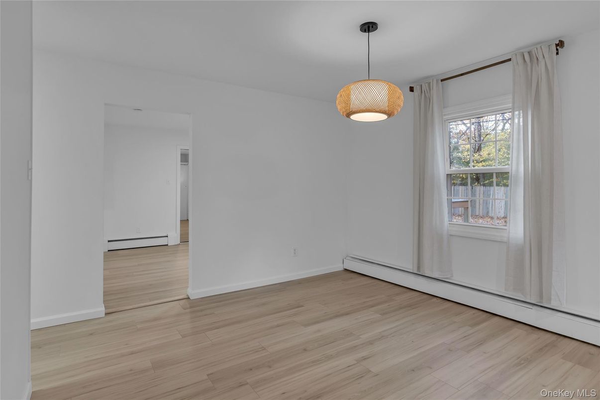 Empty room, Interior, Pendant Lights, Wood Texture Flooring