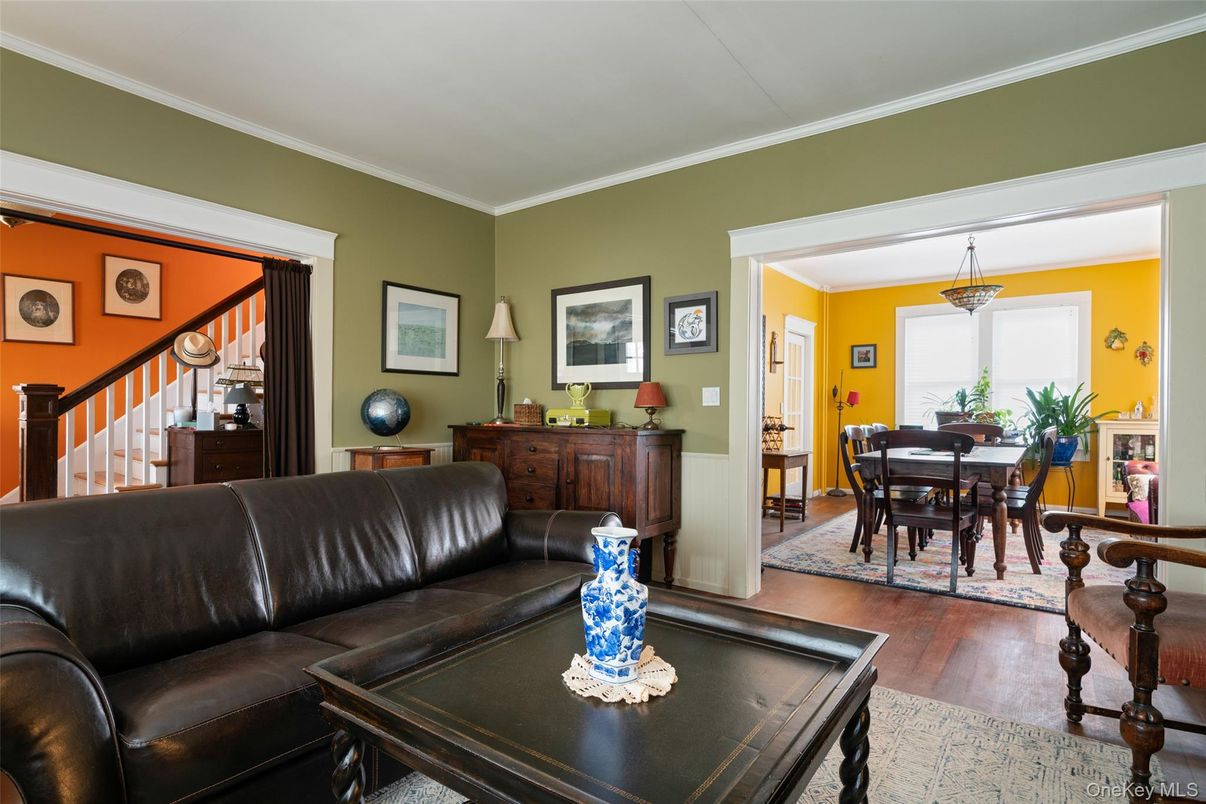Dining room, Interior, Living room, Pendant Lights, Wood Texture Flooring