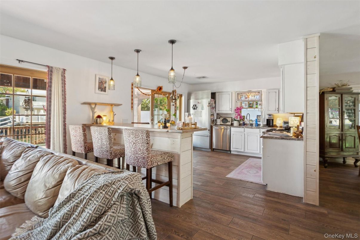 Interior, Kitchen, Pendant Lights, Stainless Steel Appliances, Wood Texture Flooring