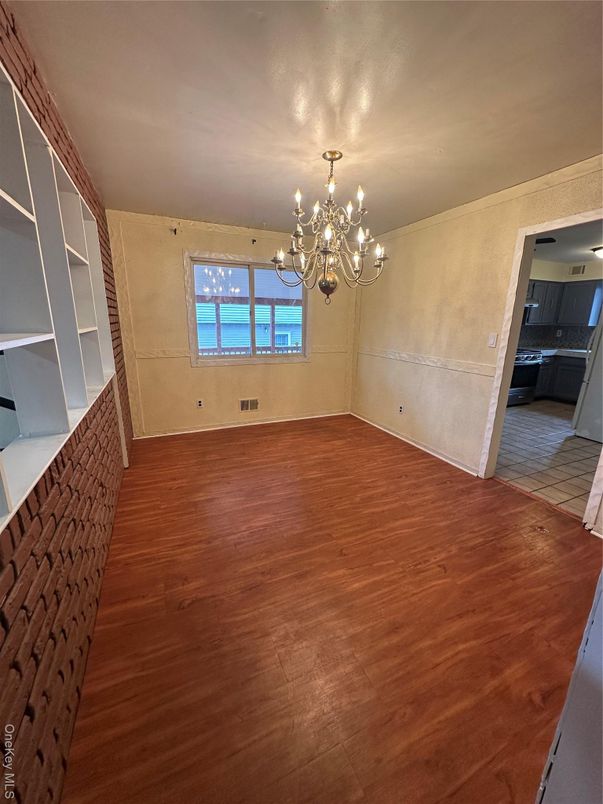 Chandelier, Empty room, Interior, Wood Texture Flooring