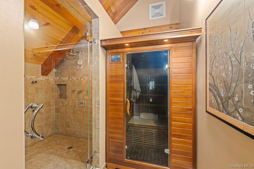 Bathroom, Glass Shower, Interior, Recessed Lighting, Sauna Room