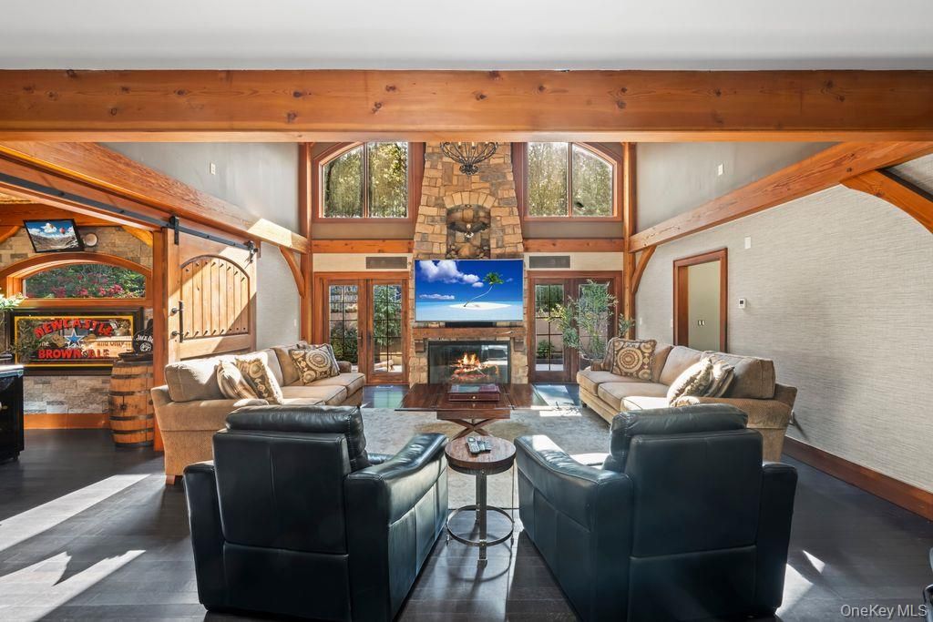 Fireplace, Interior, Living room, Stone Walls, Wooden Beams