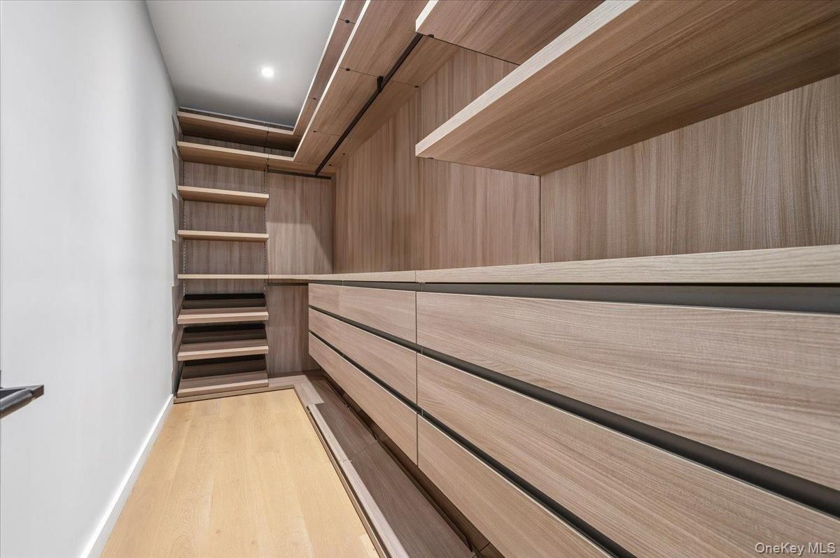 Interior, Recessed Lighting, Walk-in Closets, Wood Texture Flooring, Wooden Walls