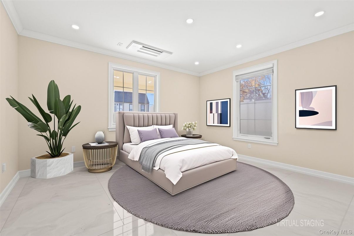 Bedroom, Interior, Marble, Recessed Lighting