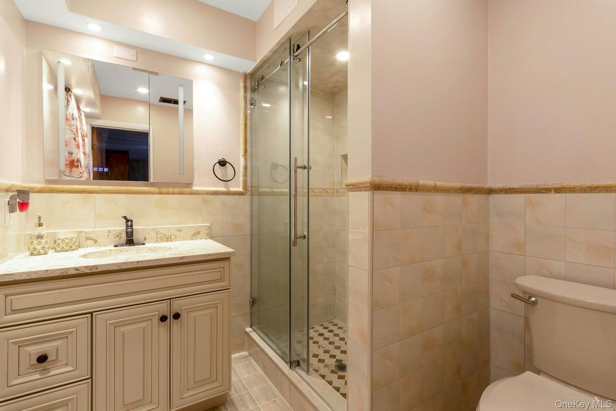 Bathroom, Glass Shower, Interior, Recessed Lighting