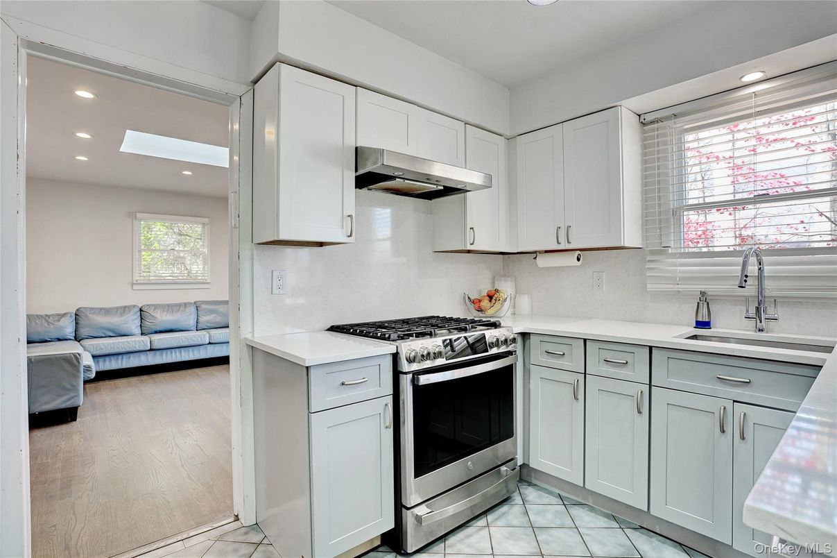 Interior, Kitchen, Living room, Recessed Lighting, Stainless Steel Appliances, Wood Texture Flooring