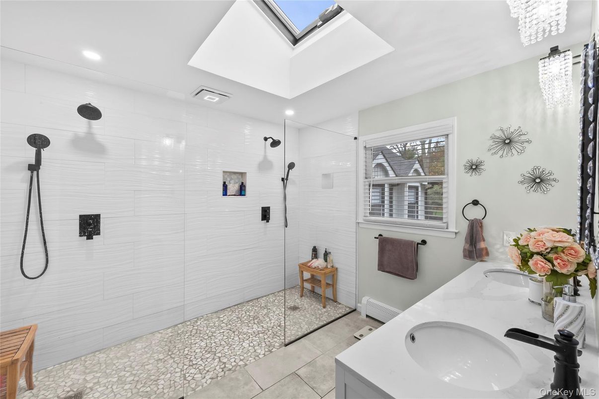 Bathroom, Dual Sink Vanities, Glass Shower, Interior, Recessed Lighting