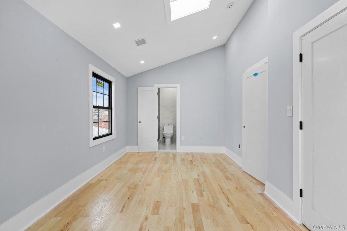 Bathroom, Empty room, Interior, Recessed Lighting, Wood Texture Flooring