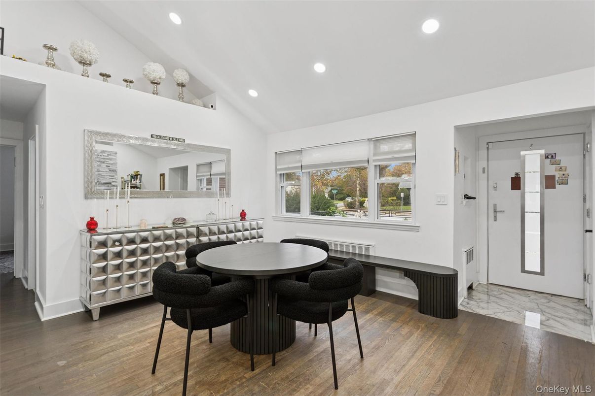 Dining room, Interior, Recessed Lighting, Wood Texture Flooring