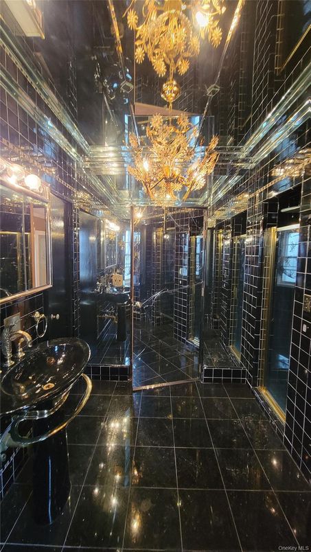 Bathroom, Chandelier, Interior