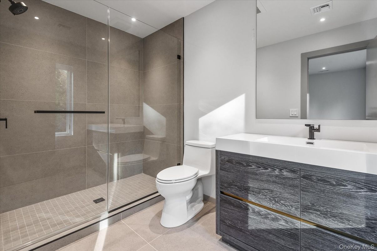 Bathroom, Glass Shower, Interior, Recessed Lighting