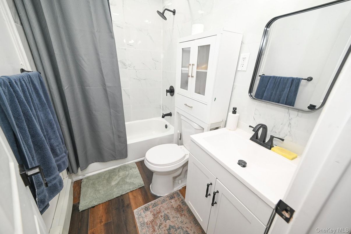 Bathroom, Interior, Marble Walls, Wood Texture Flooring