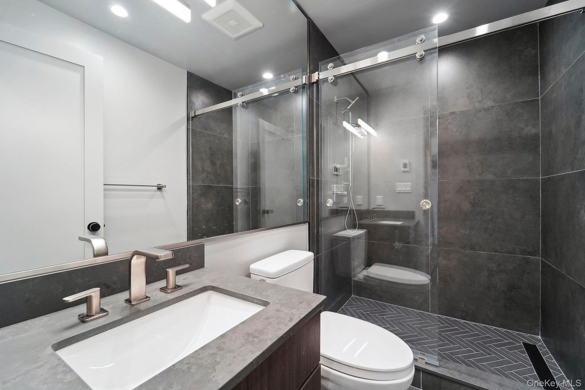 Bathroom, Glass Shower, Interior, Recessed Lighting