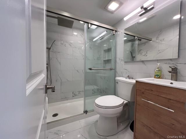 Bathroom, Glass Shower, Interior, Marble, Marble Walls, Recessed Lighting
