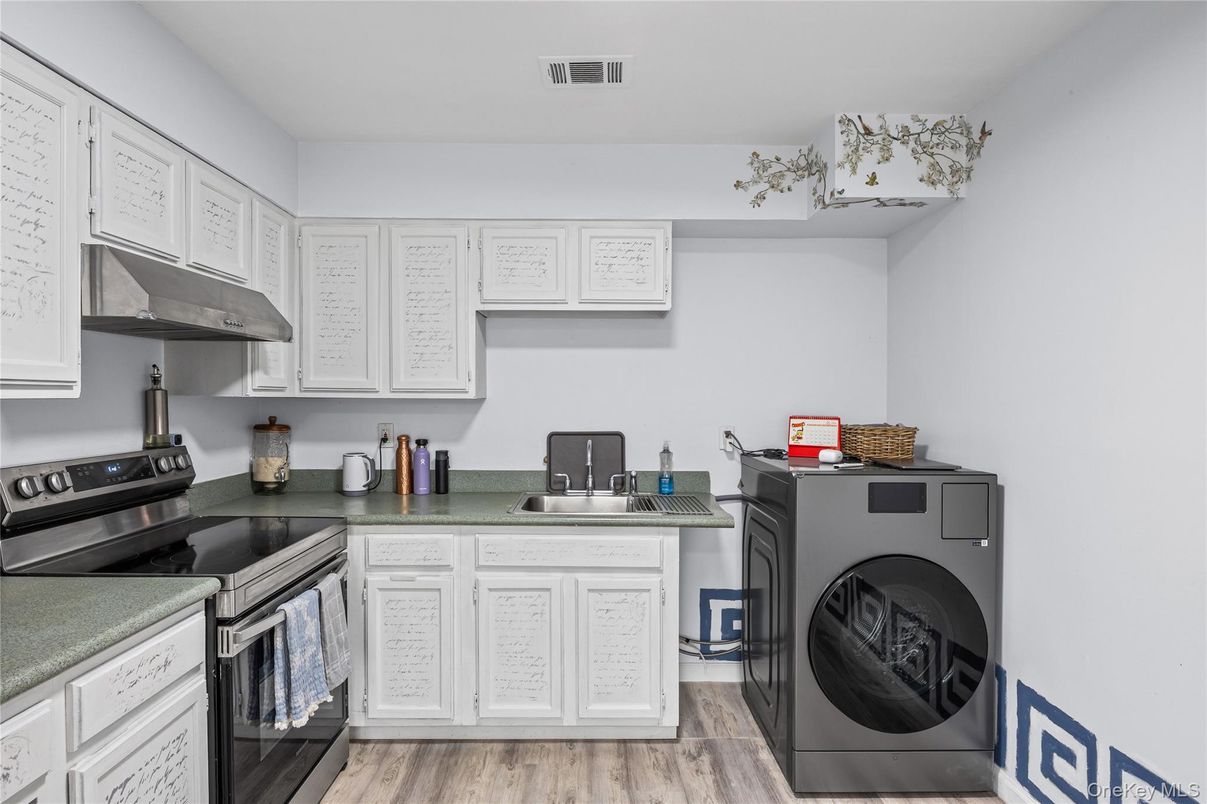 Interior, Kitchen, Washer, Wood Texture Flooring
