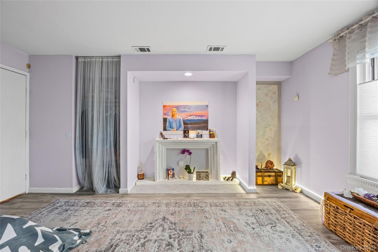 Fireplace, Interior, Recessed Lighting, Wood Texture Flooring