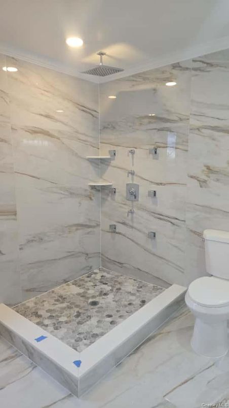 Bathroom, Interior, Marble, Marble Walls, Recessed Lighting