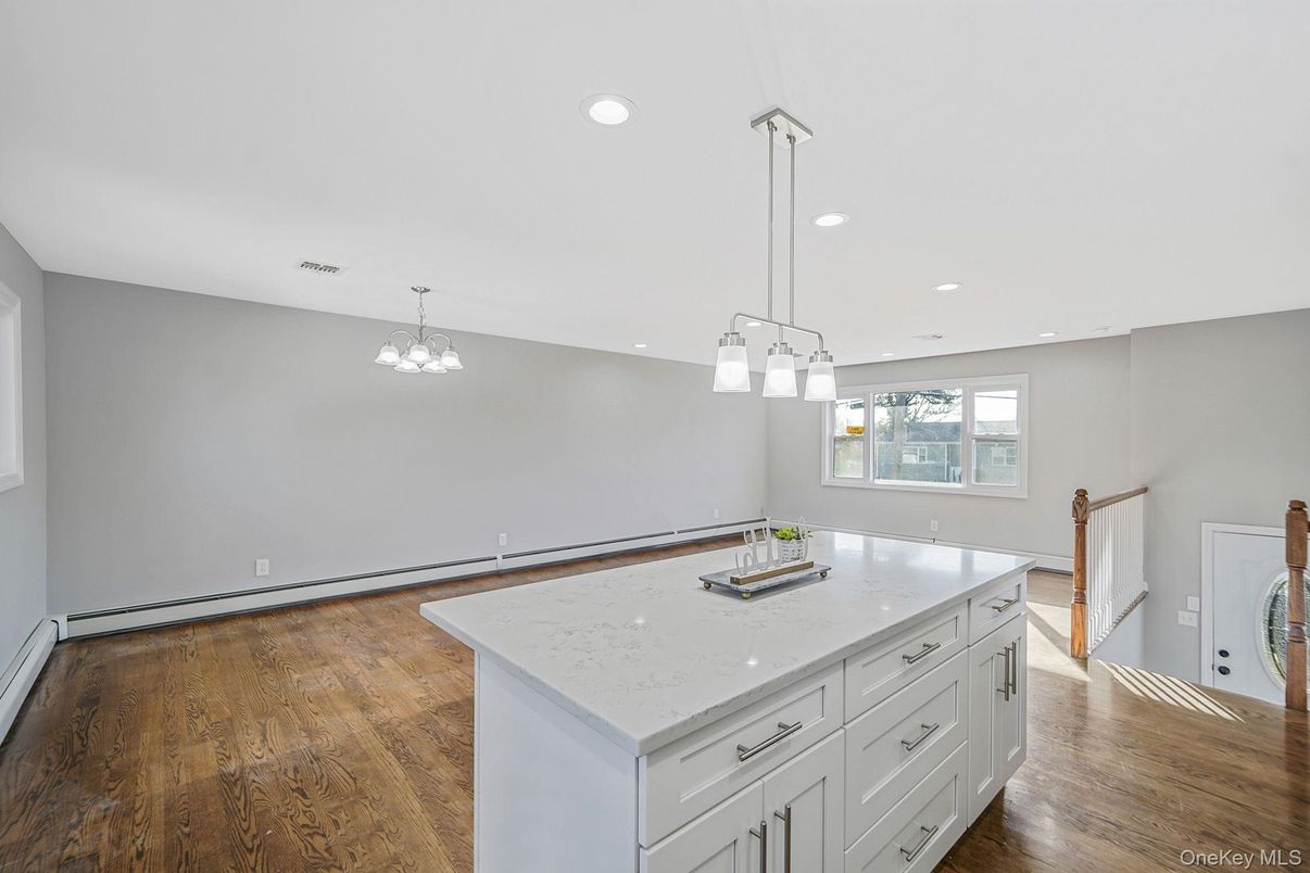 Interior, Kitchen, Pendant Lights, Recessed Lighting, Wood Texture Flooring