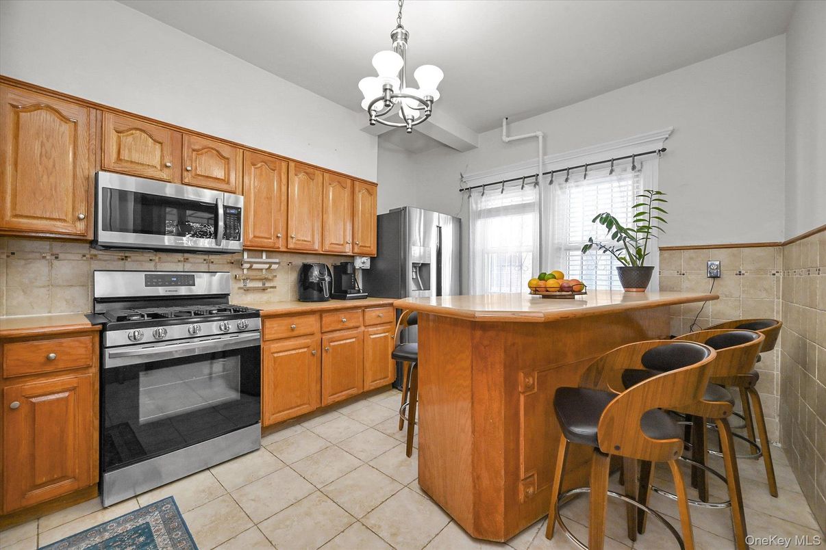 Chandelier, Interior, Kitchen, Stainless Steel Appliances