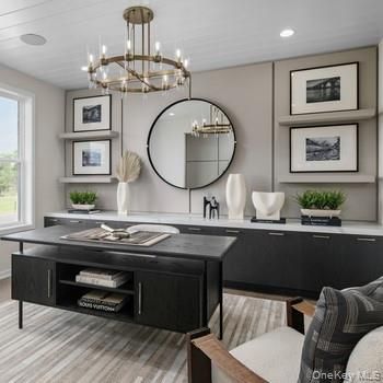 Chandelier, Interior, Recessed Lighting, Wood Texture Flooring