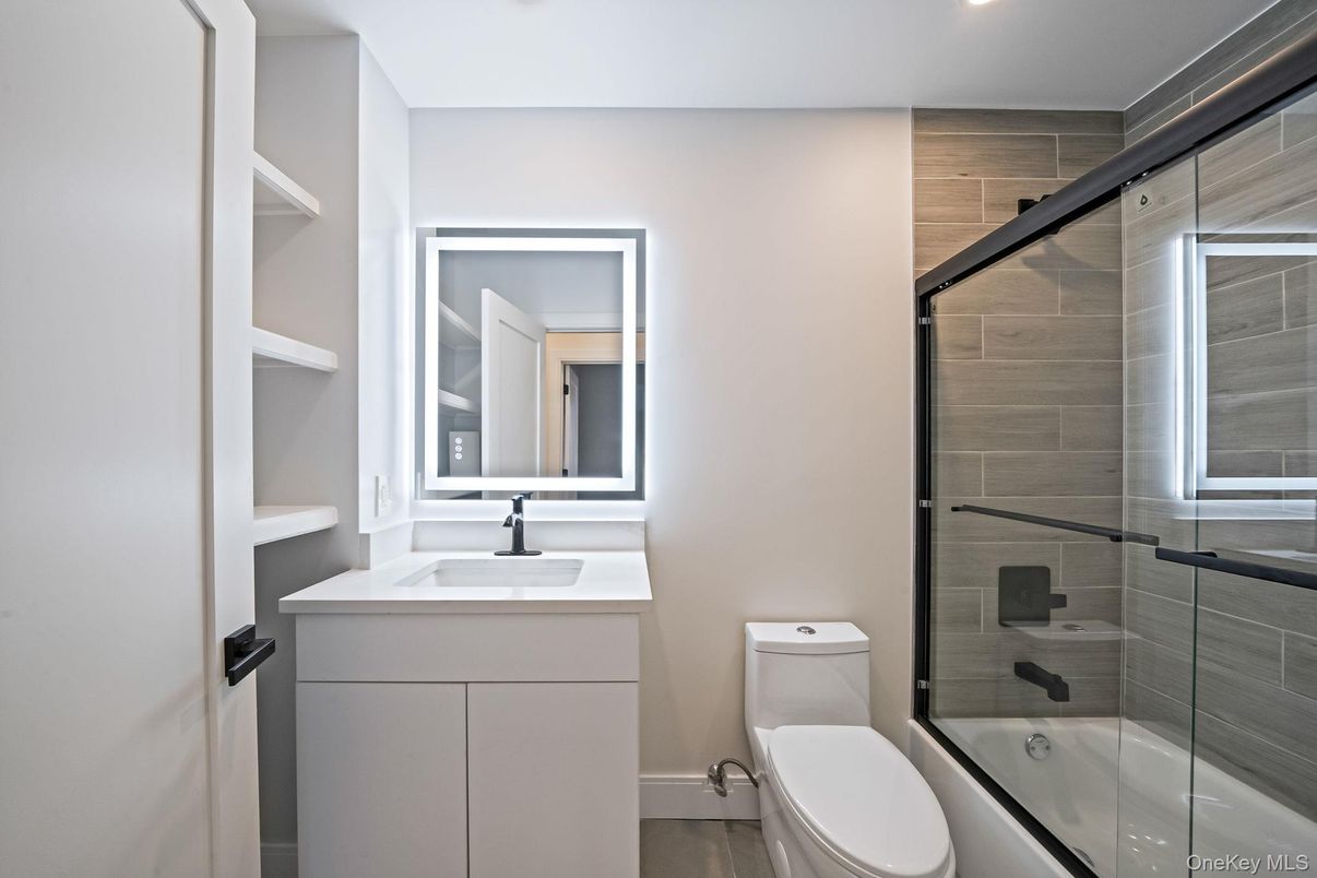 Bathroom, Glass Shower, Interior, Recessed Lighting