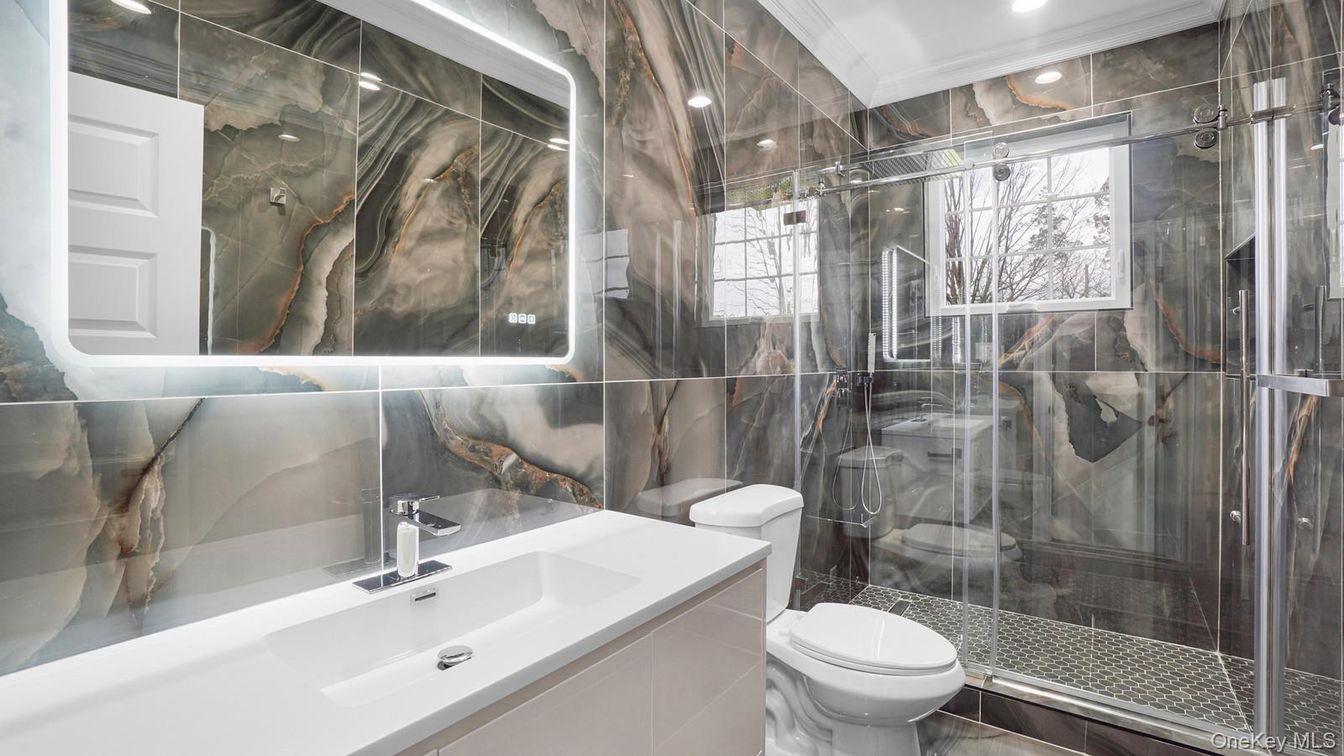 Bathroom, Glass Shower, Interior, Recessed Lighting