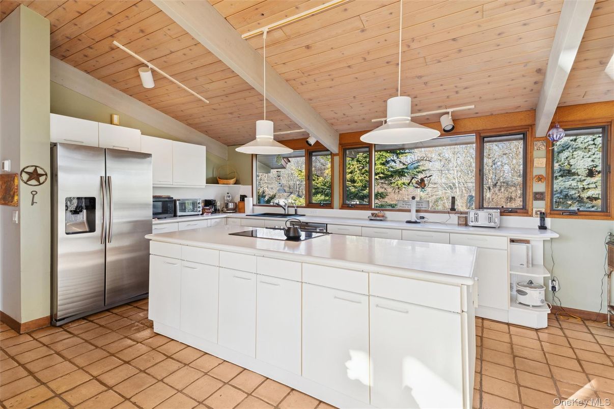 Interior, Kitchen, Pendant Lights, Stainless Steel Appliances, Wooden Ceilings