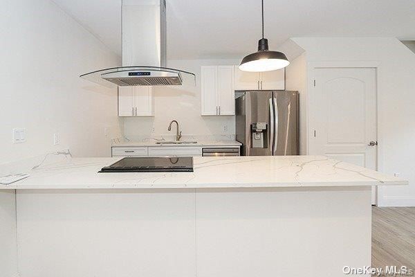 Interior, Kitchen, Pendant Lights, Stainless Steel Appliances, Wood Texture Flooring