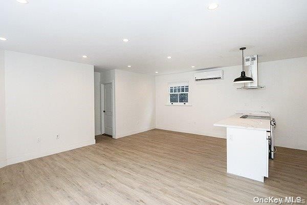 Empty room, Interior, Pendant Lights, Recessed Lighting, Wood Texture Flooring
