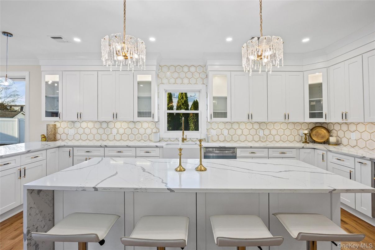 Chandelier, Interior, Kitchen, Pendant Lights, Recessed Lighting, Wood Texture Flooring