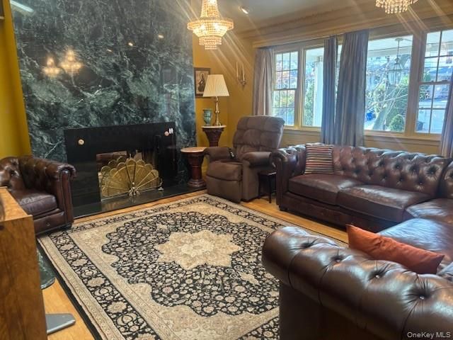 Chandelier, Fireplace, Interior, Living room, Wood Texture Flooring