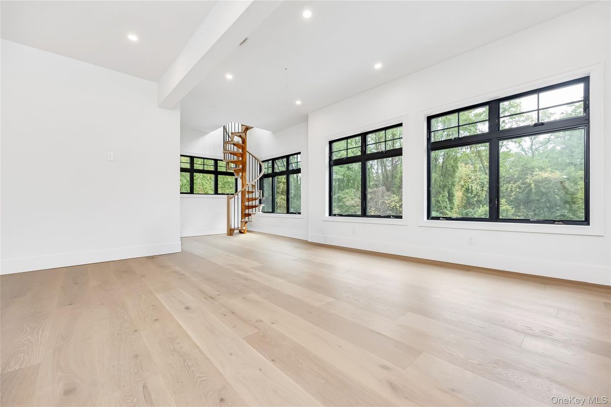 Empty room, Interior, Pendant Lights, Recessed Lighting, Wood Texture Flooring