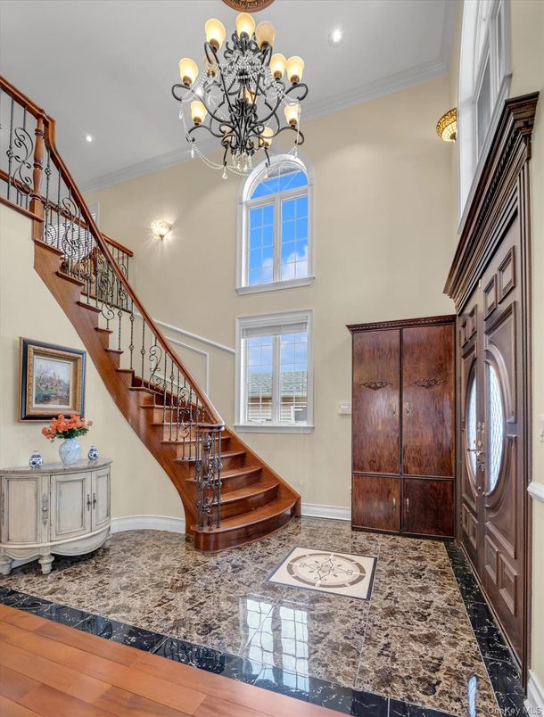 Chandelier, Interior, Recessed Lighting, Wood Texture Flooring