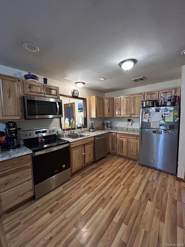 Interior, Kitchen, Stainless Steel Appliances, Wood Texture Flooring
