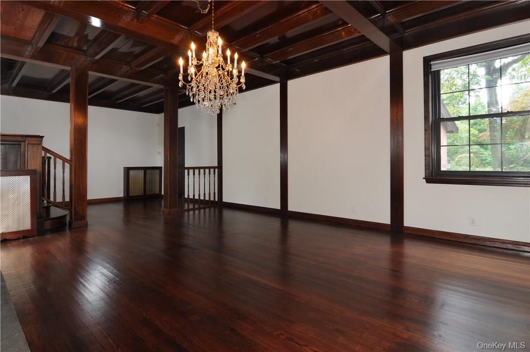 Chandelier, Empty room, Interior, Wooden Beams, Wooden Ceilings, Wood Texture Flooring