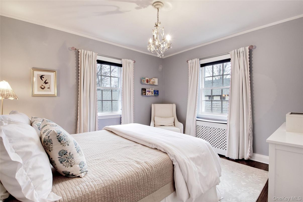 Bedroom, Chandelier, Interior, Wood Texture Flooring